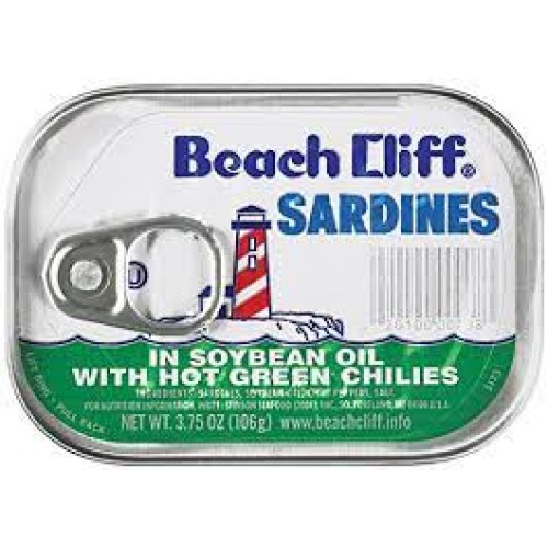 BEACH CLIFF SARDINES W/GREEN CHILL